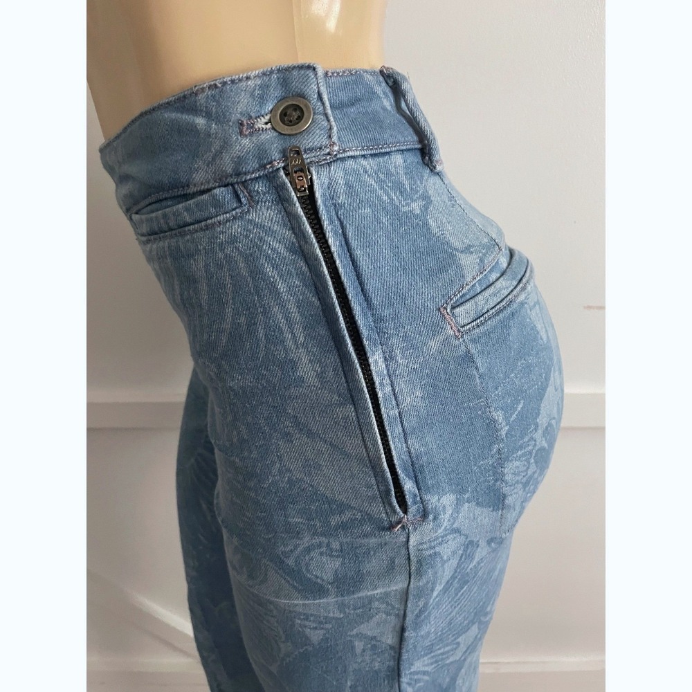 Pilcro Blue Floral Sunflower High Rise Cropped Wide Leg Pants Size 27 - Picture 4 of 7